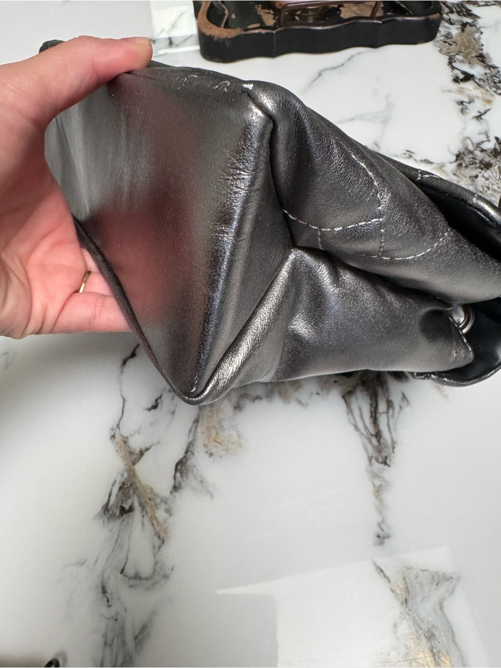 Kurt Geiger Metallic Top-Handle Shoulder Bag - Silver - Picture 14 of 16
